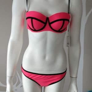 Women's swimwear bathing suit two piece neon red